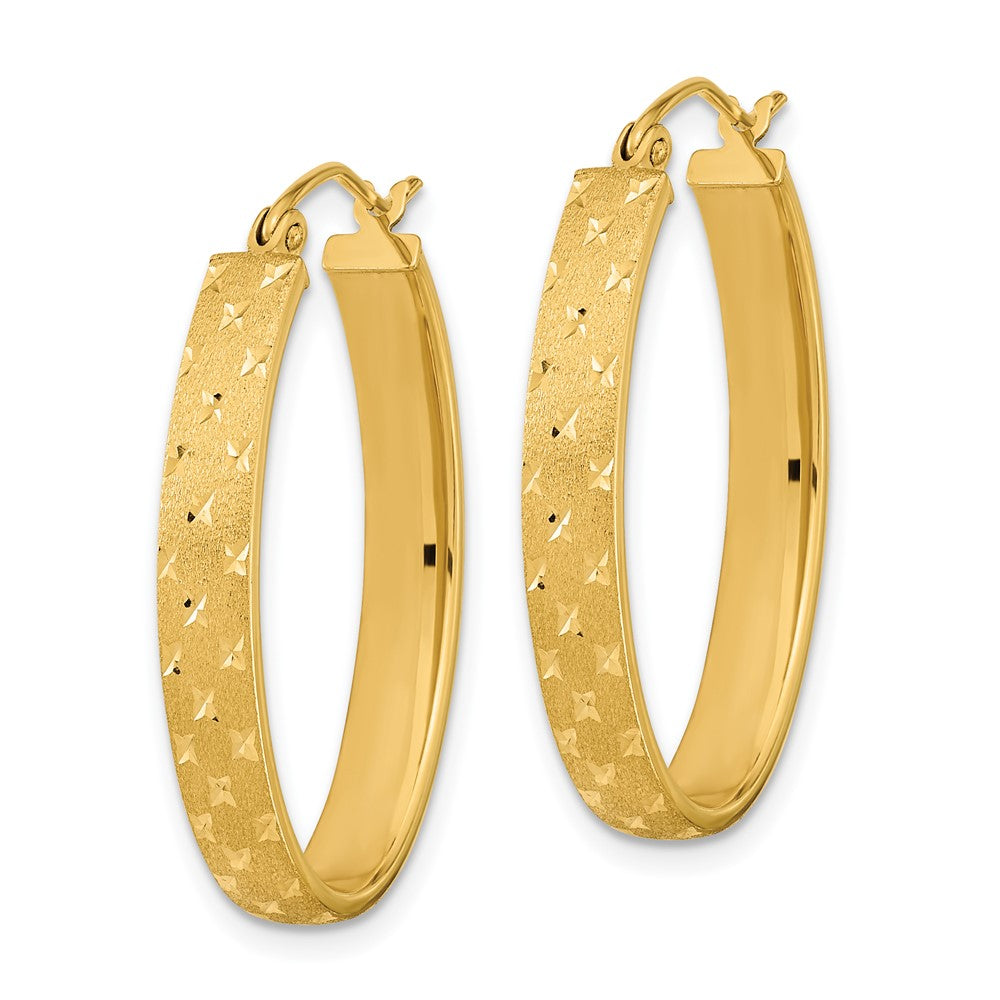 14K Gelbgold Poliert Satiniert Diamantiert Creolen