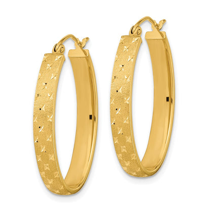 14K Gelbgold Poliert Satiniert Diamantiert Creolen