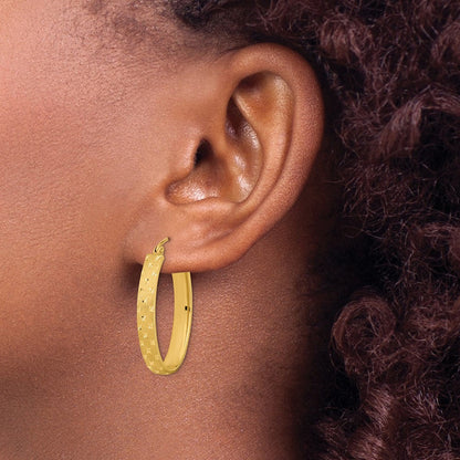 14K Gelbgold Poliert Satiniert Diamantiert Creolen