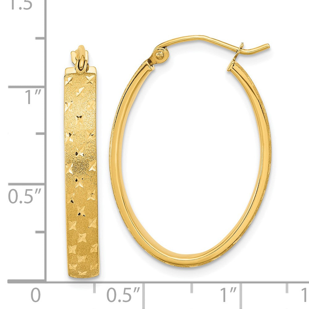 14K Gelbgold Poliert Satiniert Diamantiert Creolen