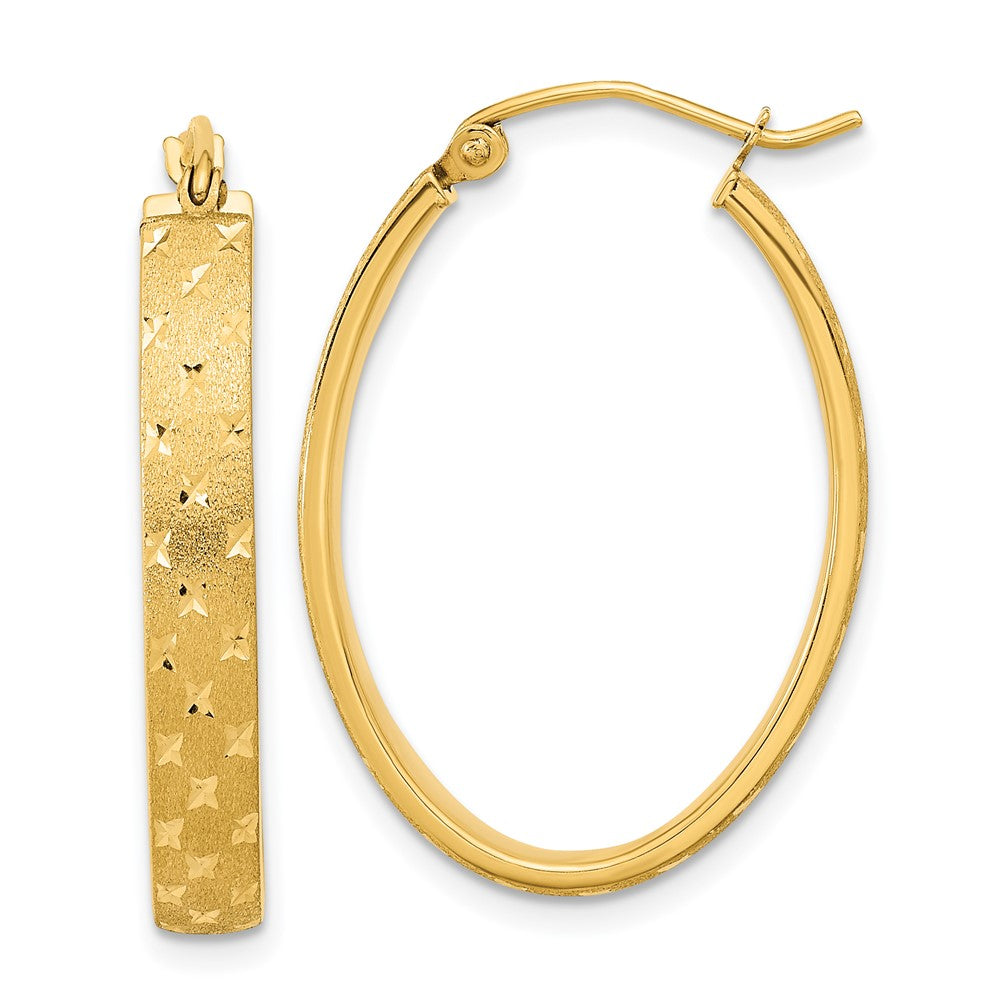 14K Gelbgold Poliert Satiniert Diamantiert Creolen