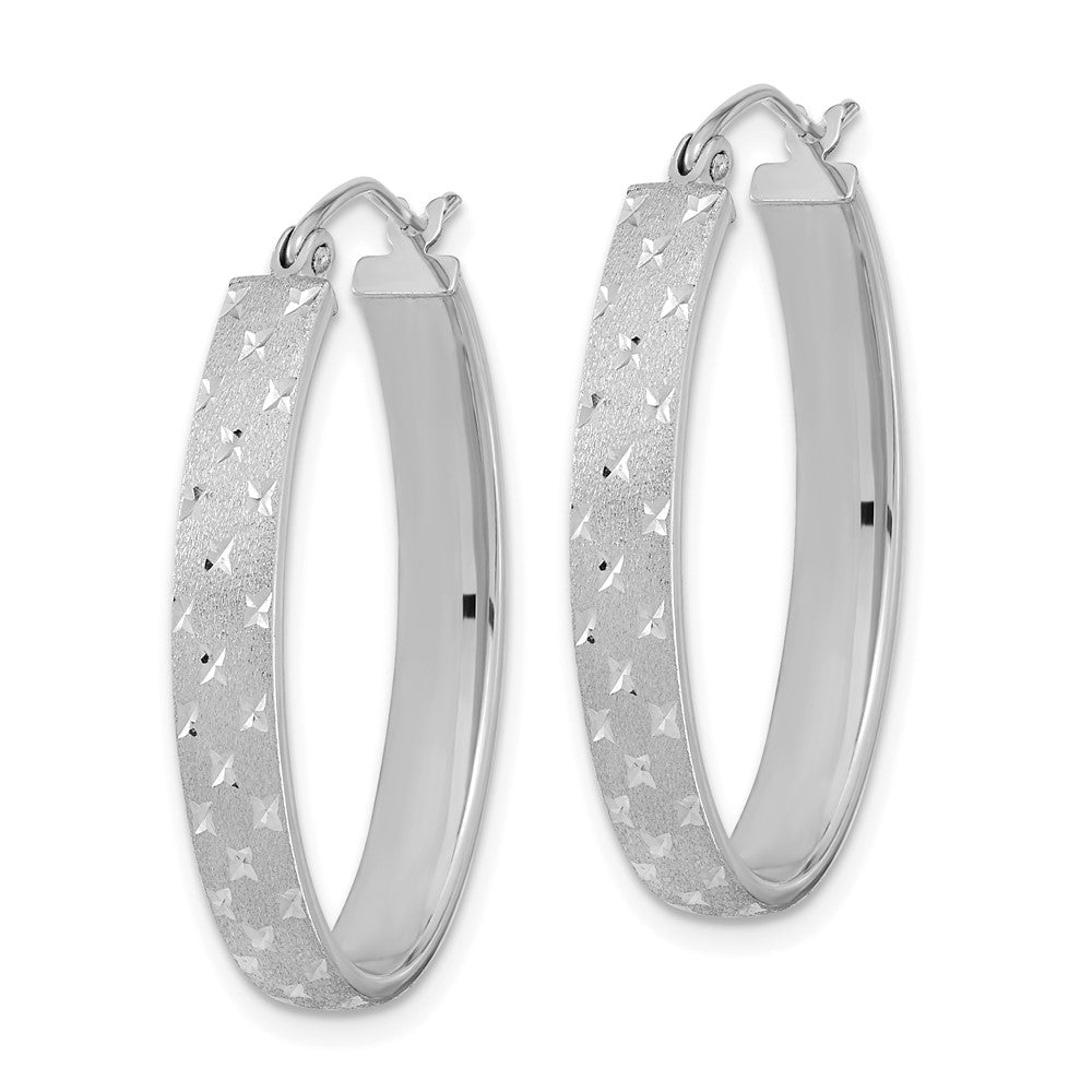 14K Weißgold Poliert Satiniert Diamantiert Creolen