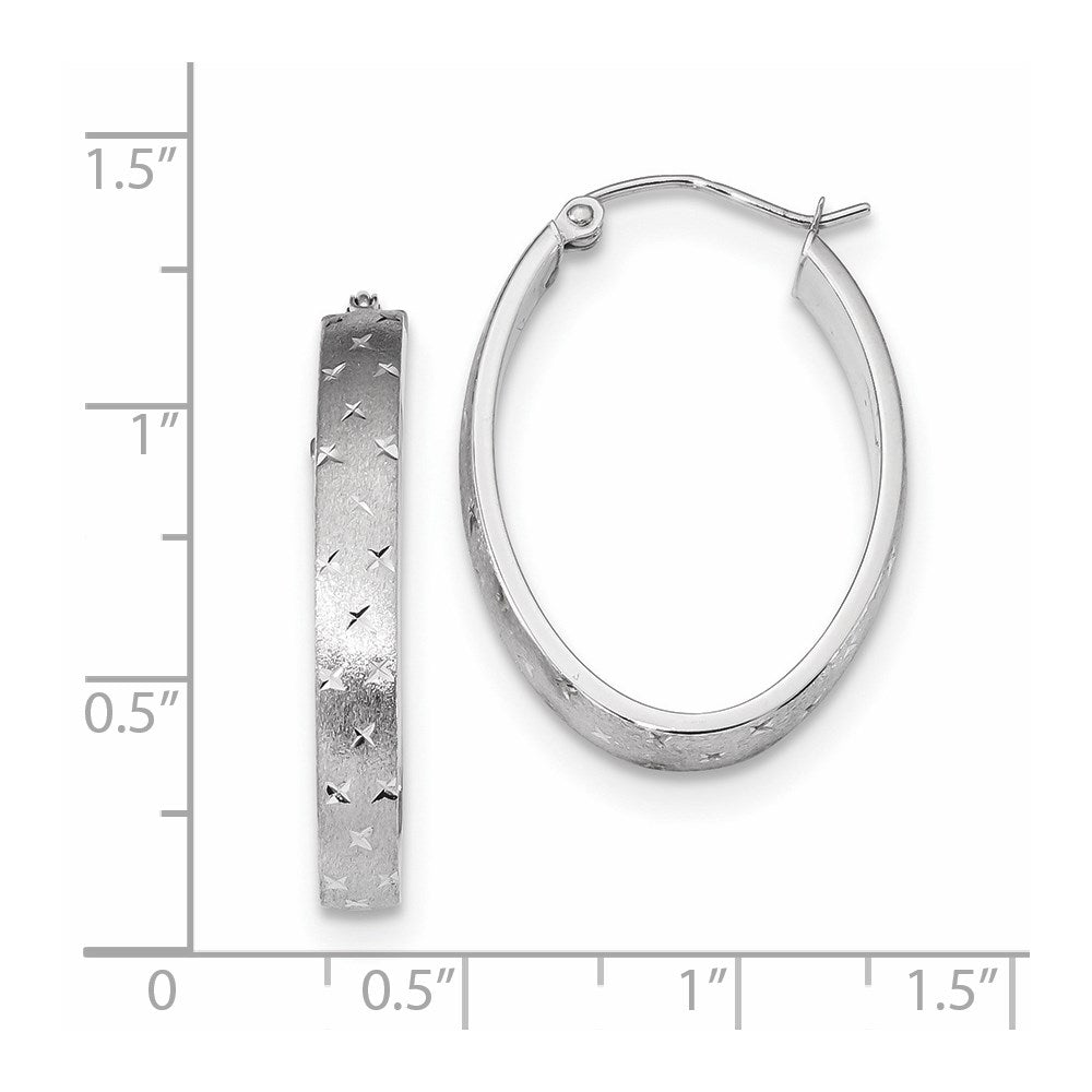 14K Weißgold Poliert Satiniert Diamantiert Creolen