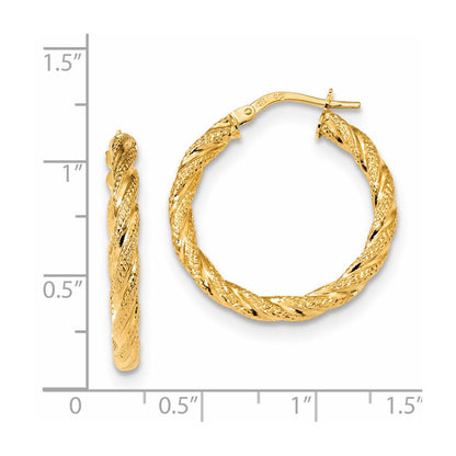 14K Gelbgold Satiniert & Poliert Gedreht Creolen