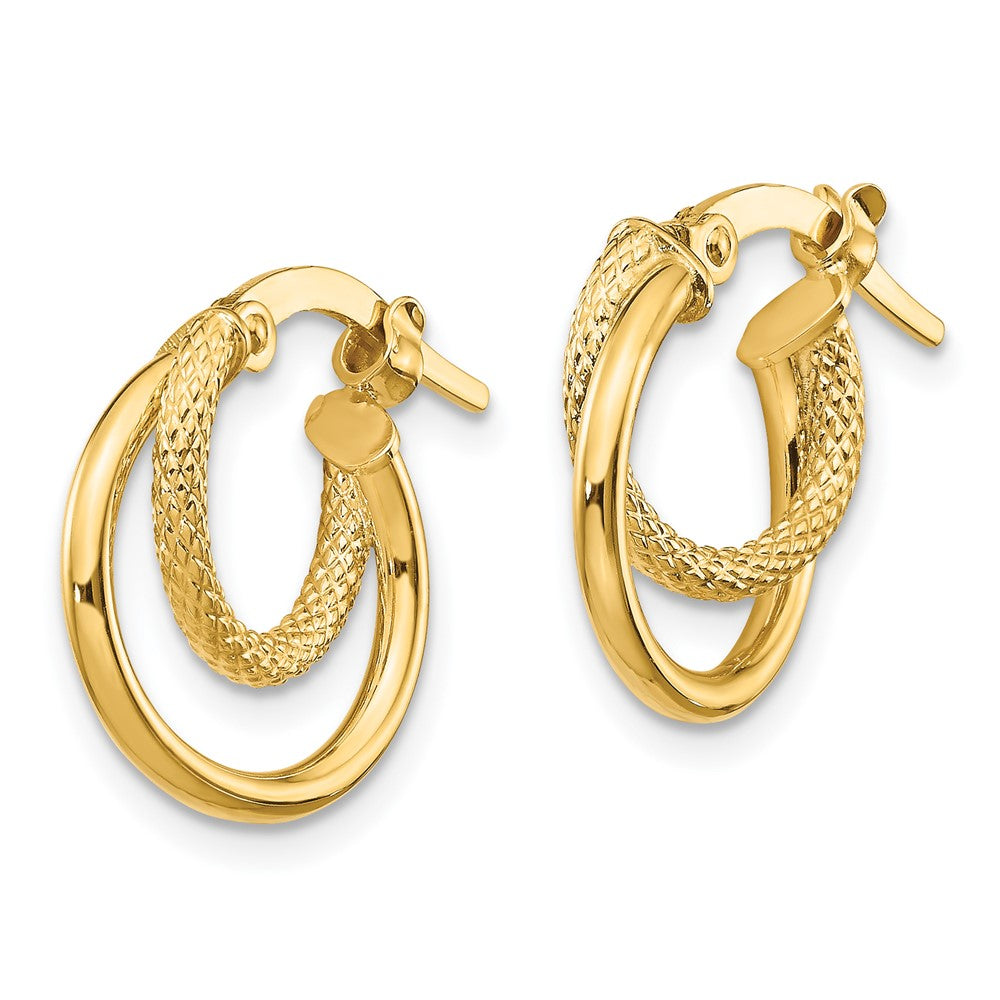 14K Gelbgold Poliert Diamantiert Klappbar Creolen