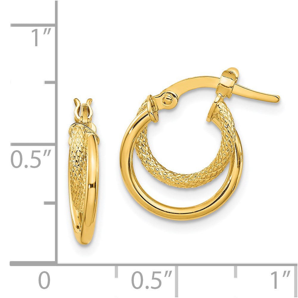 14K Gelbgold Poliert Diamantiert Klappbar Creolen