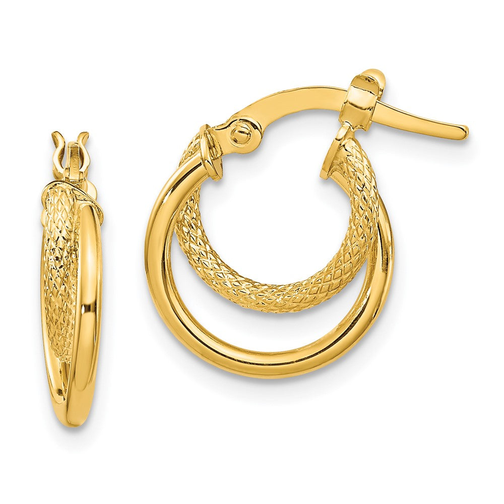 14K Gelbgold Poliert Diamantiert Klappbar Creolen