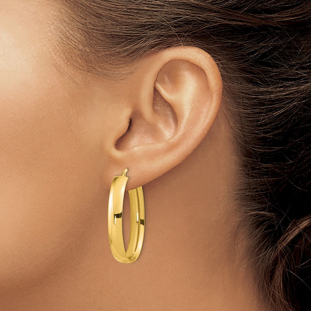 14K Gelbgold Poliert Oval Creolen