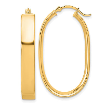14K Gelbgold Poliert Oval Creolen
