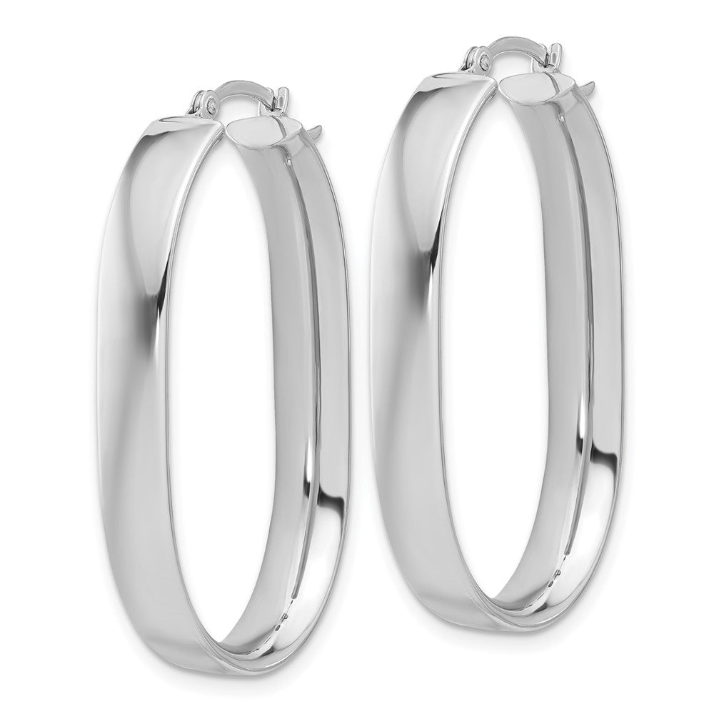 14K Weißgold Oval Creolen