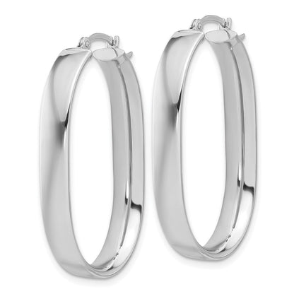 14K Weißgold Oval Creolen