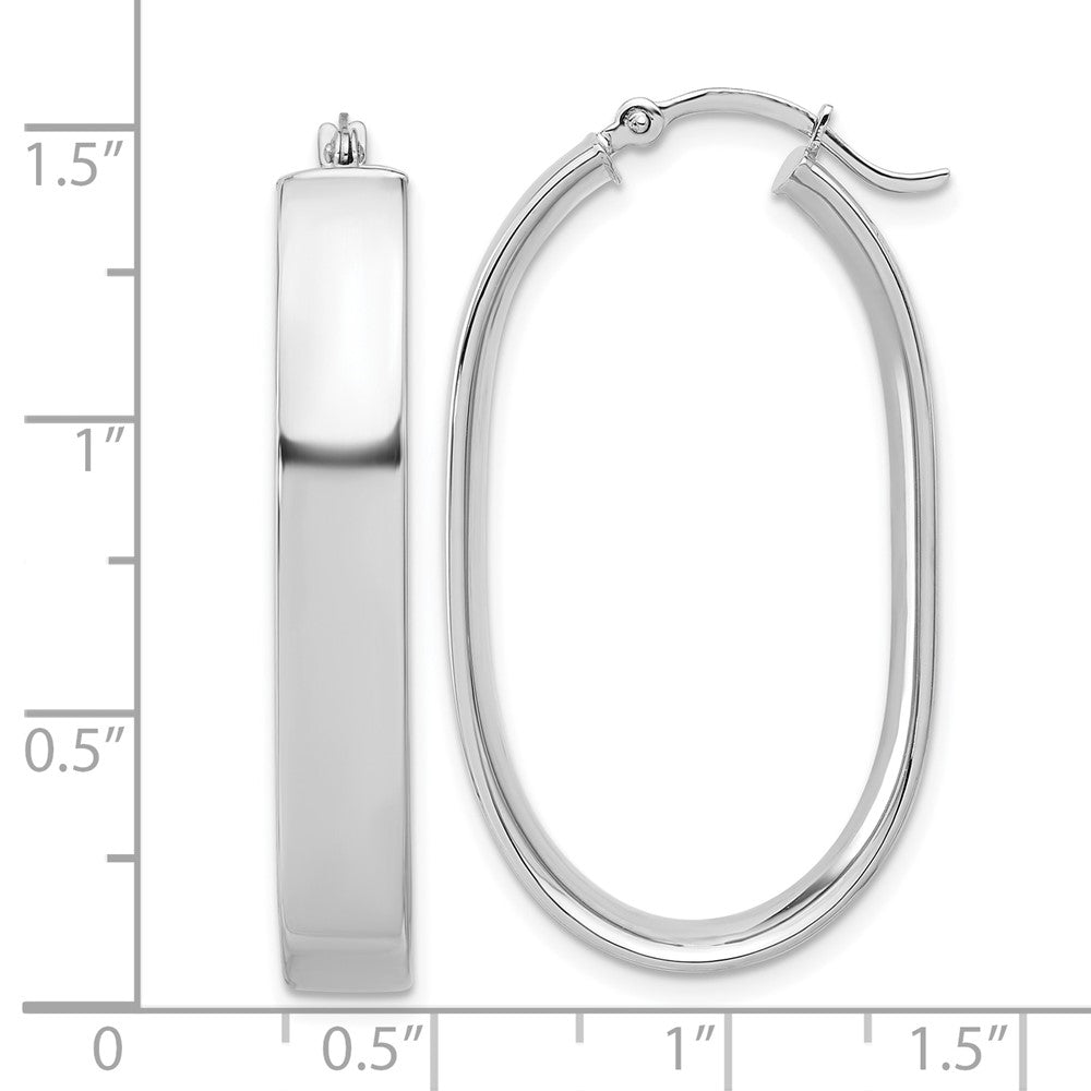 14K Weißgold Oval Creolen