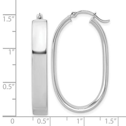14K Weißgold Oval Creolen