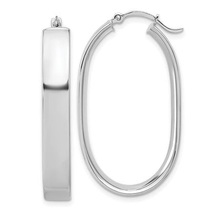 14K Weißgold Oval Creolen