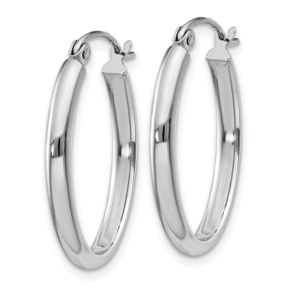 14K Weißgold Poliert 2.75mm Oval Röhre Creolen