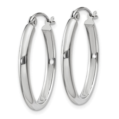 14K Weißgold Poliert 2.75mm Oval Röhre Creolen