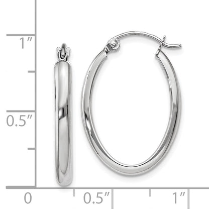 14K Weißgold Poliert 2.75mm Oval Röhre Creolen