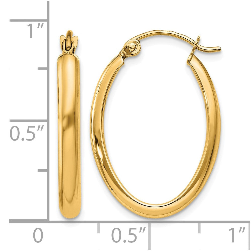 14K Gelbgold Poliert 2.75mm Oval Röhre Creolen