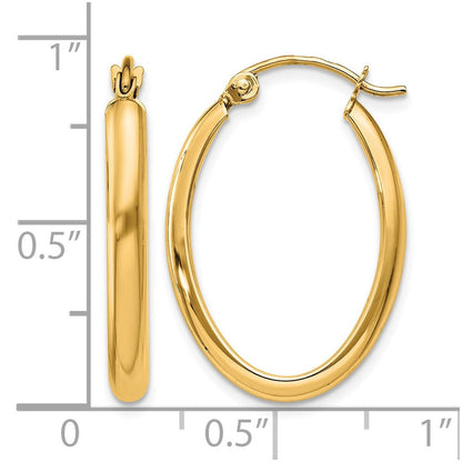 14K Gelbgold Poliert 2.75mm Oval Röhre Creolen
