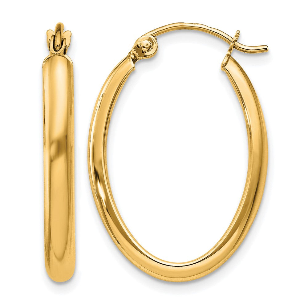 14K Gelbgold Poliert 2.75mm Oval Röhre Creolen