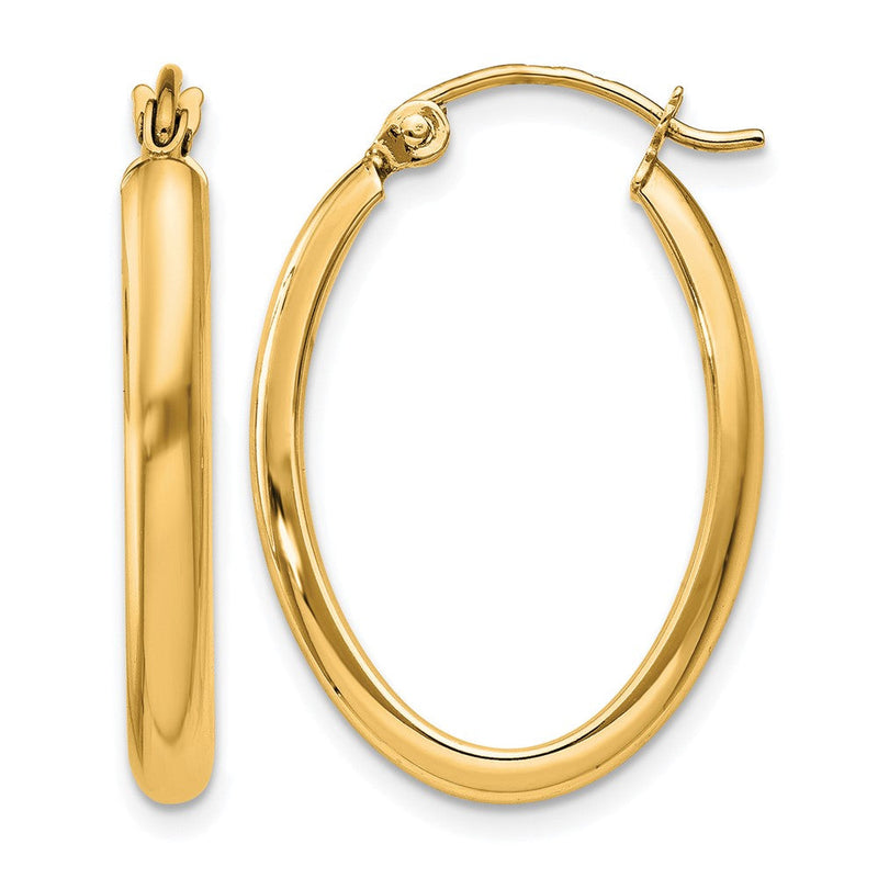 14K Gelbgold Poliert 2.75mm Oval Röhre Creolen