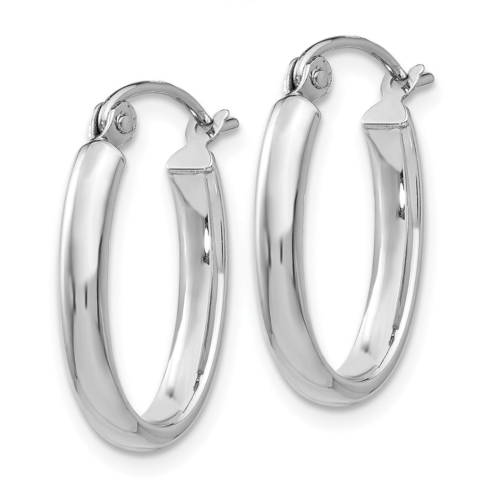 14K Weißgold Poliert 2.75mm Oval Röhre Creolen