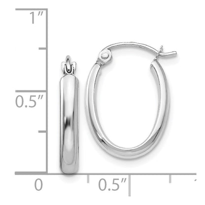 14K Weißgold Poliert 2.75mm Oval Röhre Creolen