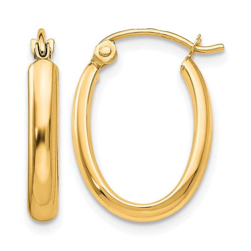 14K Gelbgold Poliert 2.75mm Oval Röhre Creolen