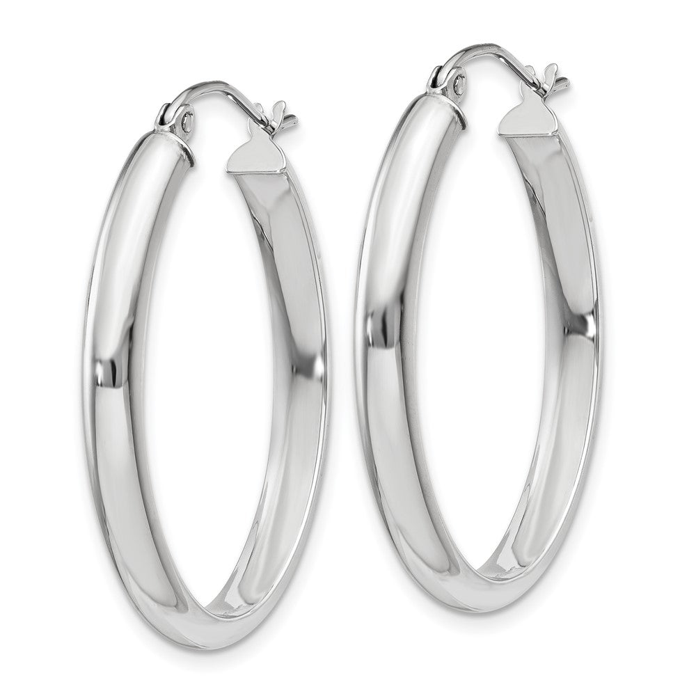 14K Weißgold Poliert 3.75mm Oval Röhre Creolen