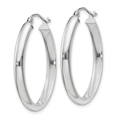 14K Weißgold Poliert 3.75mm Oval Röhre Creolen