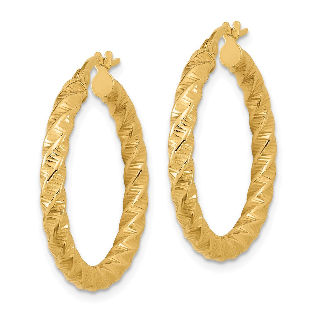 14K Gelbgold Poliert 3mm Gedreht Creolen
