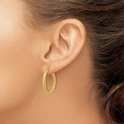 14K Gelbgold Poliert 3mm Gedreht Creolen