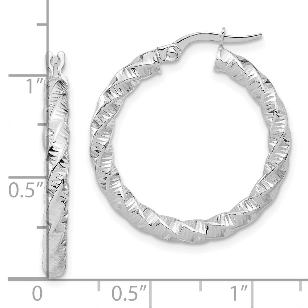 14K Weißgold Poliert 3mm Gedreht Creolen