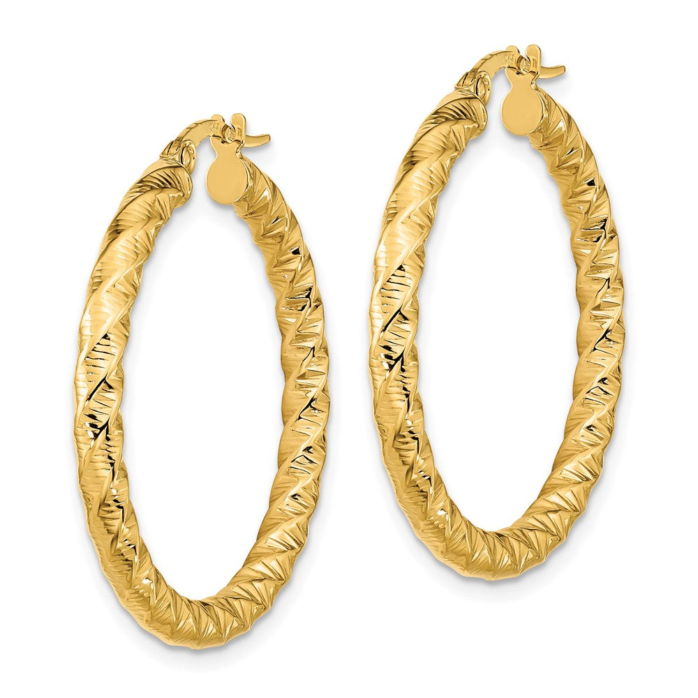 14K Gelbgold Poliert 3mm Gedreht Creolen