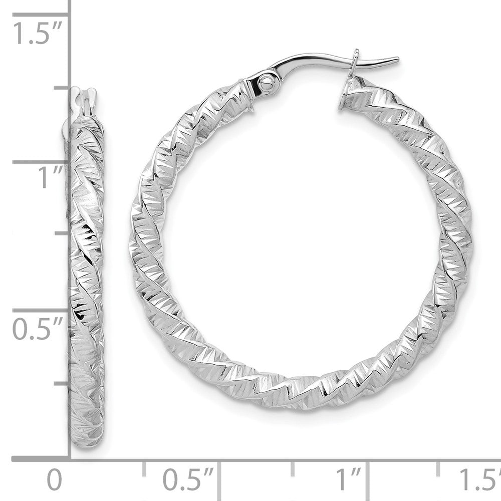 14K Weißgold Poliert 3mm Gedreht Creolen