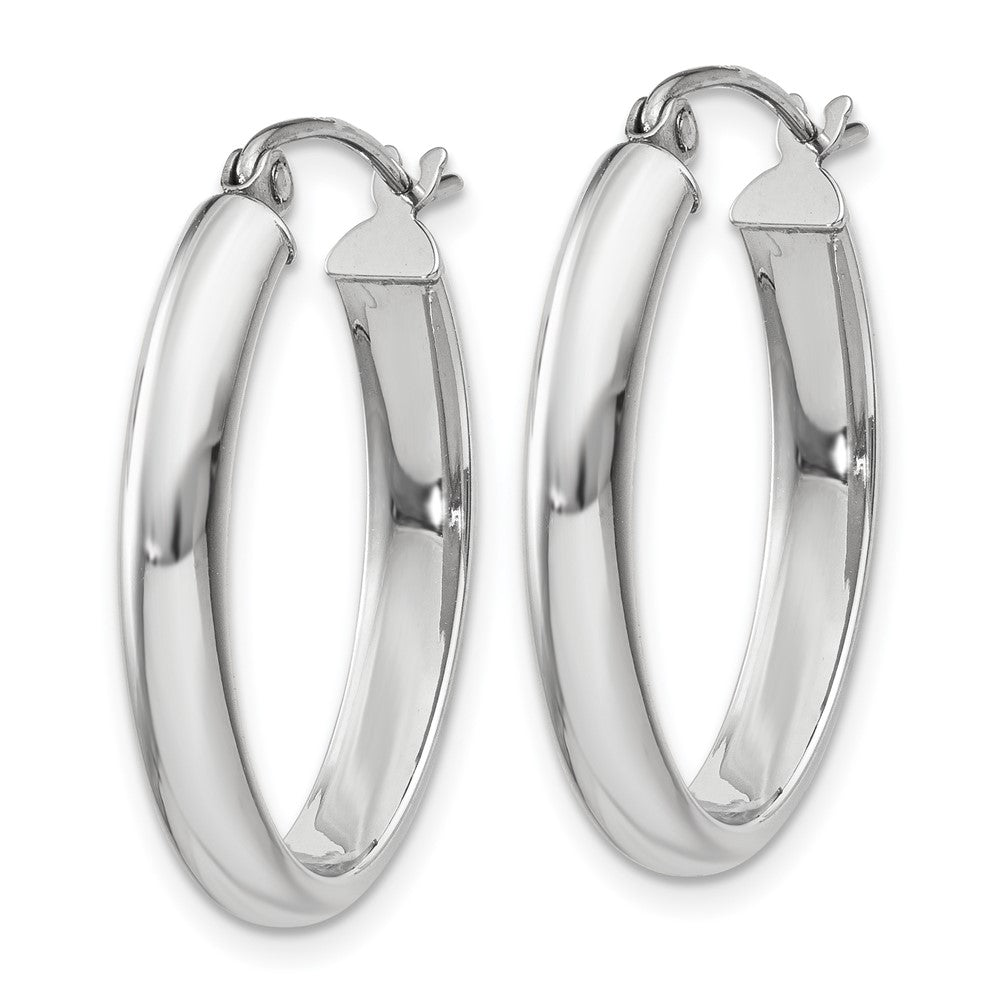 14K Weißgold Poliert 3.75mm Oval Röhre Creolen