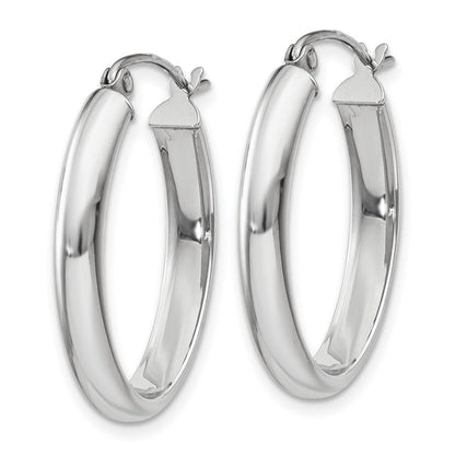 14K Weißgold Poliert 3.75mm Oval Röhre Creolen
