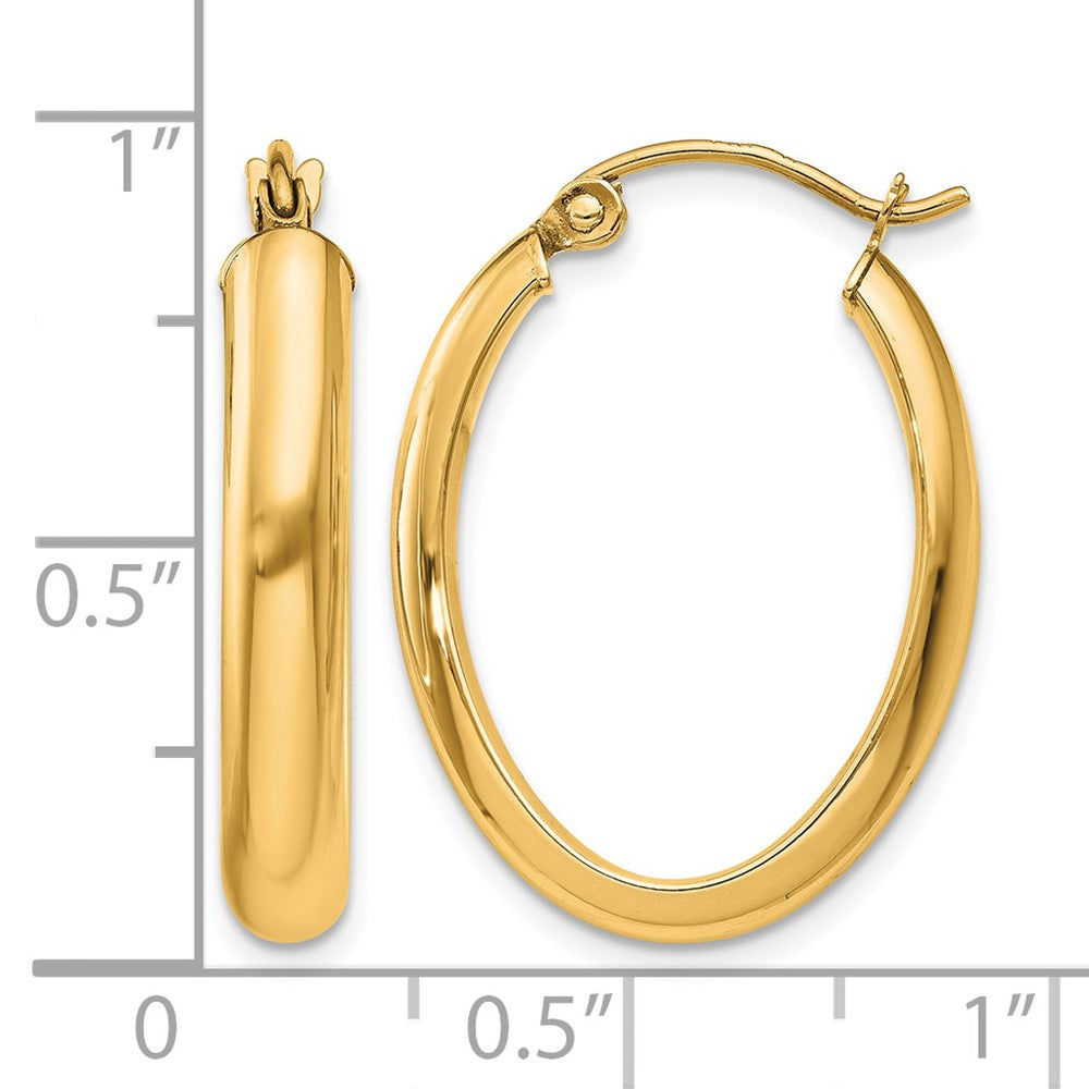 14K Gelbgold Poliert 3.75mm Oval Röhre Creolen