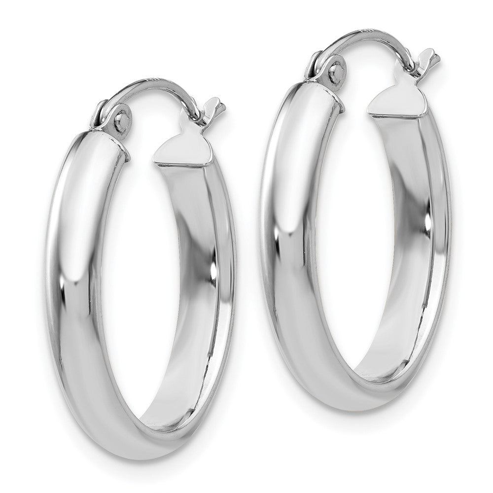 14K Weißgold Poliert 3.75mm Oval Röhre Creolen