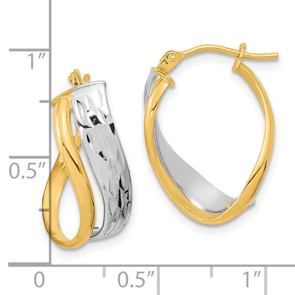 14K Bicolor Diamantiert und Poliert Ohrringe