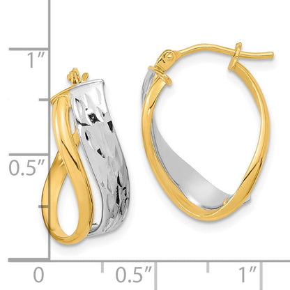 14K Bicolor Diamantiert und Poliert Ohrringe