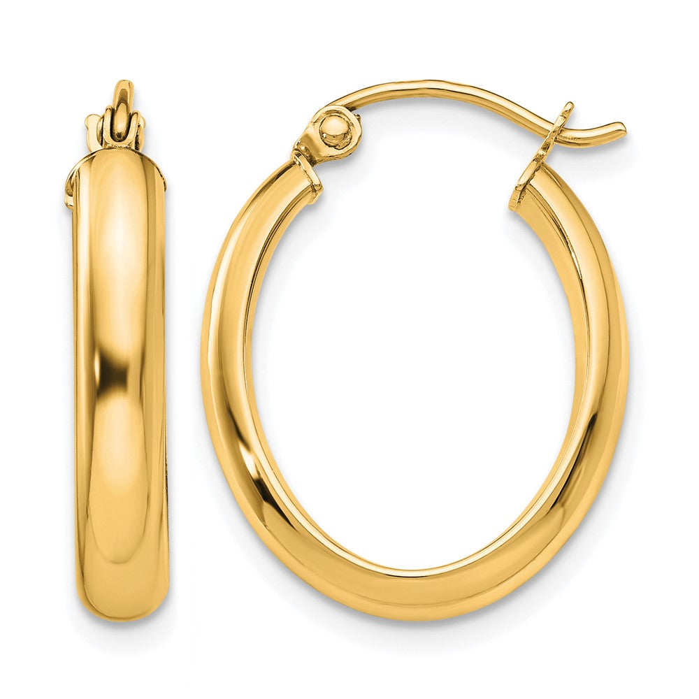 14K Gelbgold Poliert 3.75mm Oval Röhre Creolen