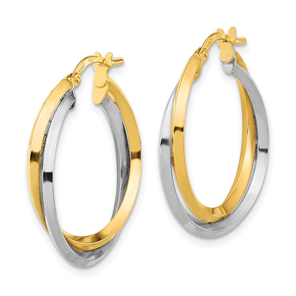 14K Bicolor Poliert Doppelt Creolen
