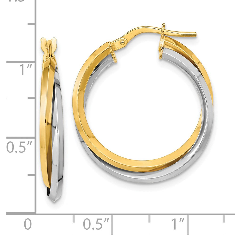 14K Bicolor Poliert Doppelt Creolen