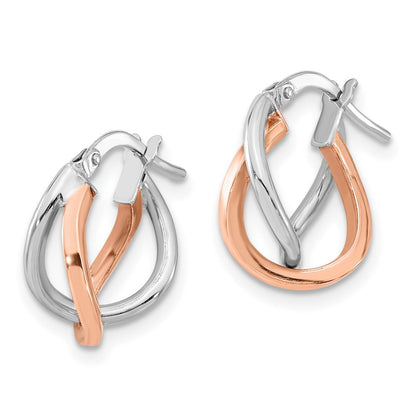 14K Bicolor Weiß und Roségold Fantasie Creolen