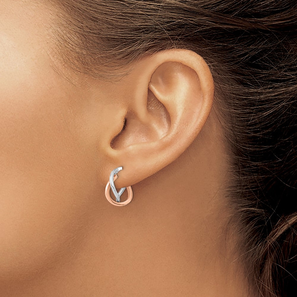 14K Bicolor Weiß und Roségold Fantasie Creolen
