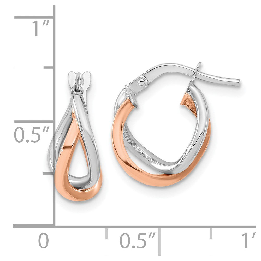14K Bicolor Weiß und Roségold Fantasie Creolen