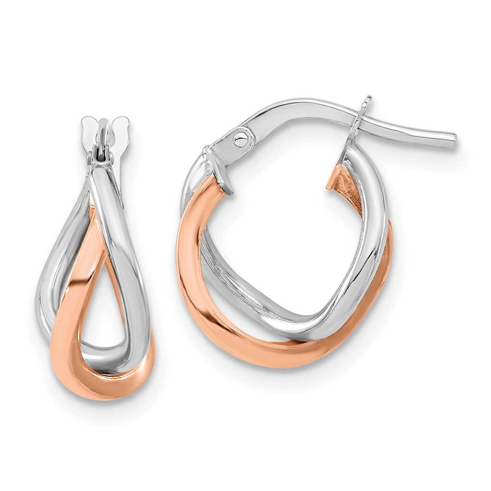 14K Bicolor Weiß und Roségold Fantasie Creolen