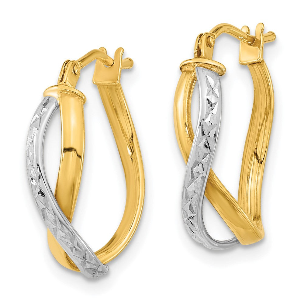 14K Bicolor Diamantiert und Poliert Creolen
