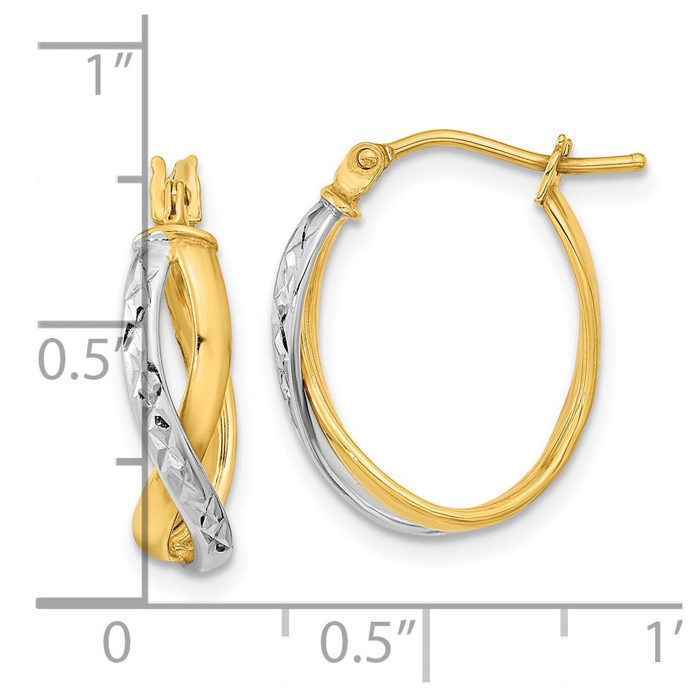 14K Bicolor Diamantiert und Poliert Creolen